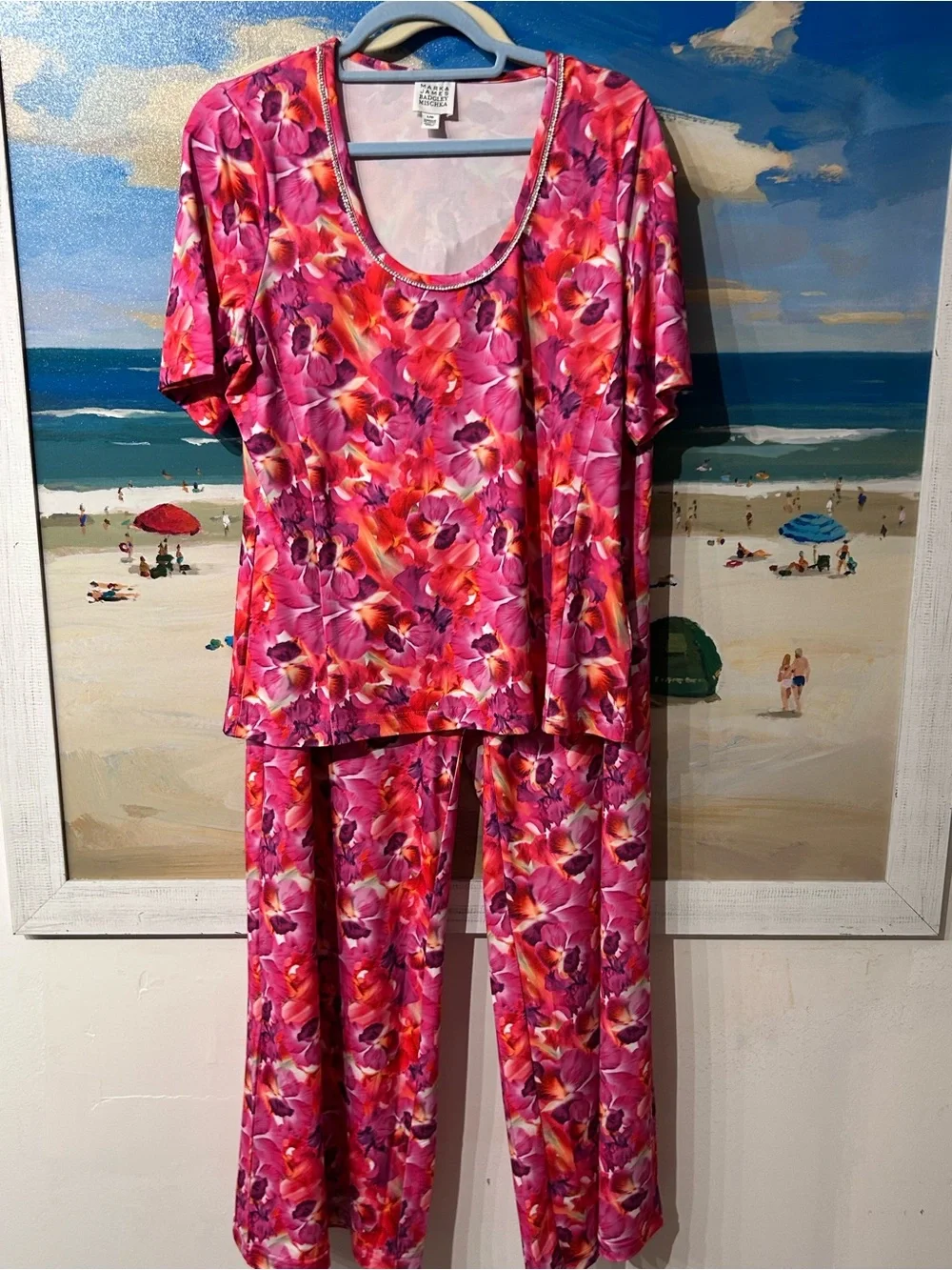 Badgley Mischka Floral pants and top  set L
